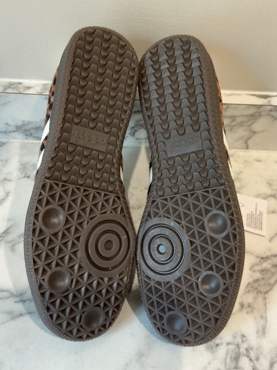 adidas Samba OG Preloved Cheetah Print Shoes with Bright RedTrim - Picture 3 of 4